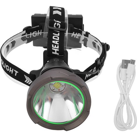 Lampe frontale LED ultra puissante, rechargeable USB, pour randonnée, camping et pêche (1/5)