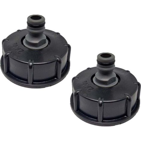 2 Pièces IBC Bouchon de Réservoir, XU,S60x6 IBC Raccord/Bouchon Mamelon,1/2" Diamètre de Sortie,Diamètre D'entrée 60 mm pour Vanne de Tonne IBC - Noir - KZQ (1/4)