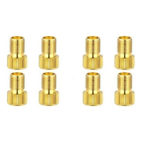 Lot de 8 Embout Pompe Velo, Embout de Gonflage, Adaptateurs pour Valve de Vélo Presta vers Schrader, en Laiton (1/5)
