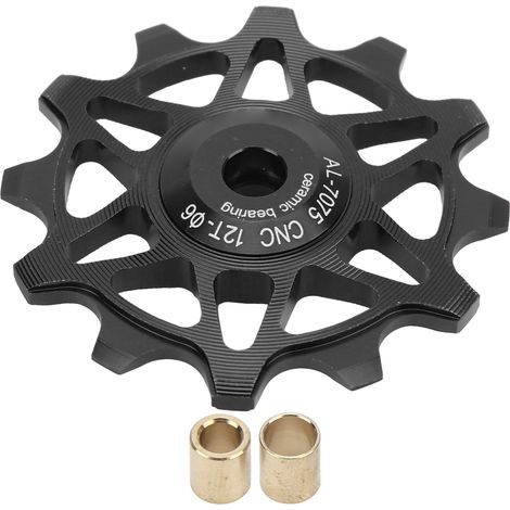 MEROCA 12T Schaltwerksröllchen aus Aluminiumlegierung mit gedichtetem Lager für Mountainbikes und Rennräder, Schwarz