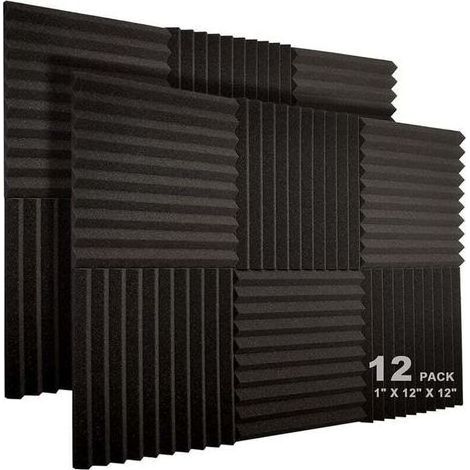 pair Lot de 12 panneaux acoustiques 30,5 x 30,5 x 2,5 cm – Mousse haute densité – Absorption sonore pour studios et bureaux – Résistants au feu (1/5)