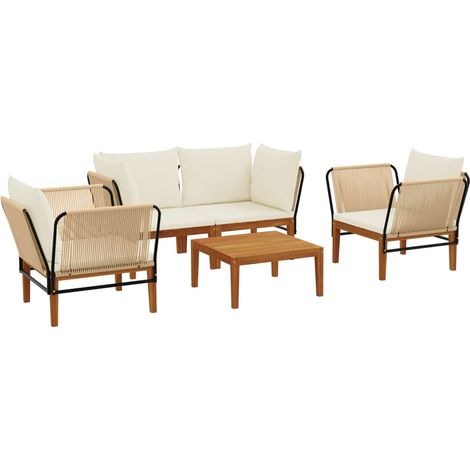 Maison Exclusive - 5 stk. Massives Akazienholz & Seil Natur (1/5)