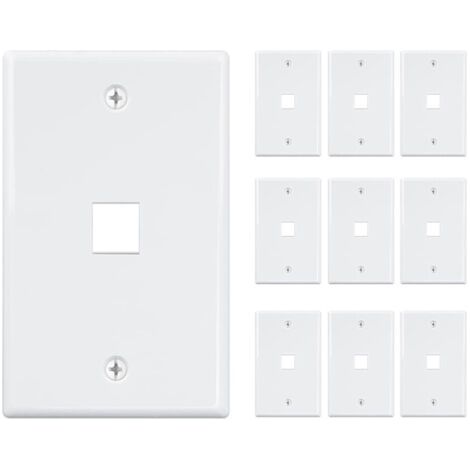 Lot de 10 plaques murales 1 port jack Ethernet bas profil blanc