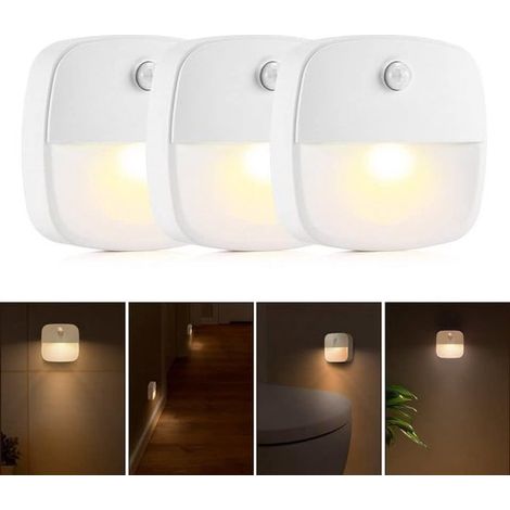 3 luci notturne con sensore di movimento, luci a LED da parete, illuminazione per armadi e scale con sensore, wireless per camera da letto, corridoio, garage, ecc. Giorno e (1/5)