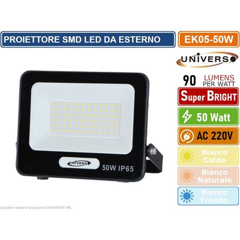 UNIVERSO EK05-50W-N FARO PROIETTORE SMD LED FLOODLIGHT 50W SLIM IP65 COLORE NERO - 3000K 4000K 6500K - Colore Luce:Bianco Caldo