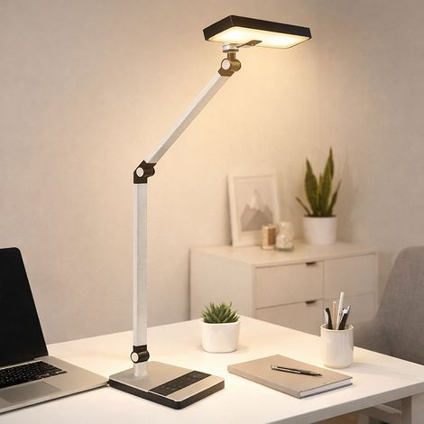Lampada da tavolo a LED Touch dimmer Lampada da tavolo articolata CCT Lampada da tavolo argento, alluminio, 9W 528Lm bianco caldo-freddo, H 82 cm