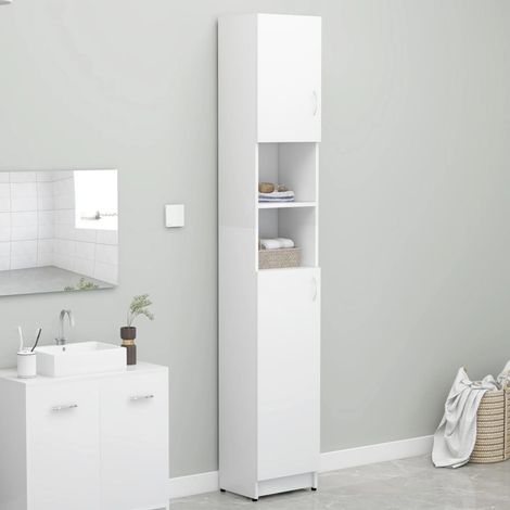 Armoire de salle de bain - Meuble de rangement Blanc 32x25,5x190 cm Aggloméré BV118434 - BonneVie (1/5)