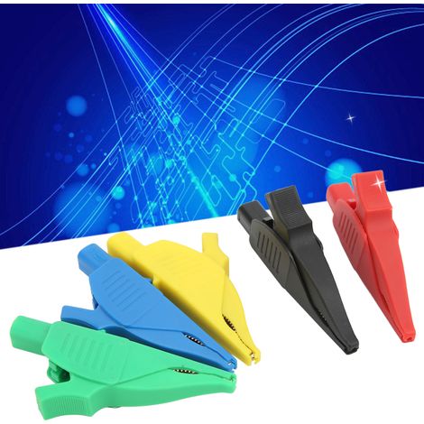 Hochstromfähige, isolierte Krokodilklemme aus Messing 60042, Prüfklemme, Delfinklemme mit 4 mm Sicherheitsschwanz, erhältlich in Packungen in Rot, Schwarz, Gelb, Blau und Grün. (1/5)