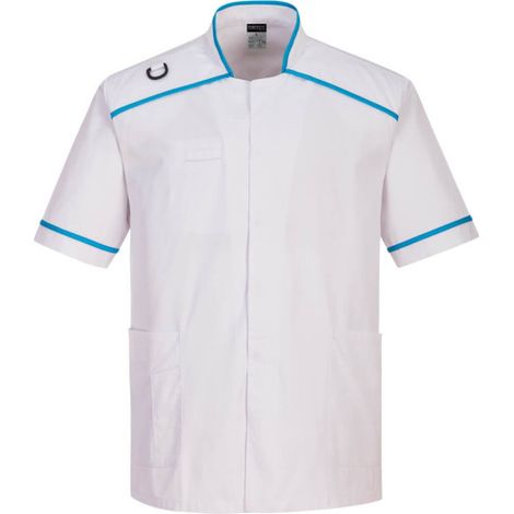 Batín sanitario para hombre tejido elástico 2 direcciones C821 XXXL Blanco / Azul celeste