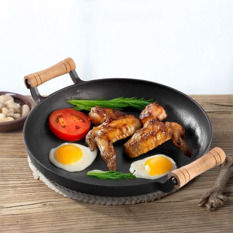 Dual-handle Round Cast Iron Skillet