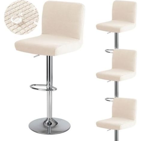 Lot de 4 housses imperméables jacquard pour tabourets de bar : pour salle à manger, chaises pivotantes carrées (beige, 20 x 16 x 2 cm) (1/5)