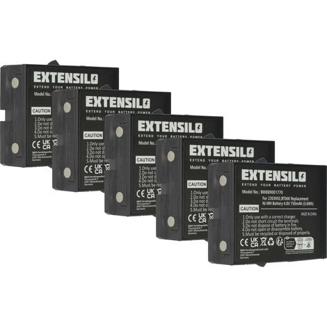 EXTENSILO 5x batería reemplaza Ikusi BT06K, 2303692 para mando a distancia industrial (750 mAh, 4,8 V, NiMH)