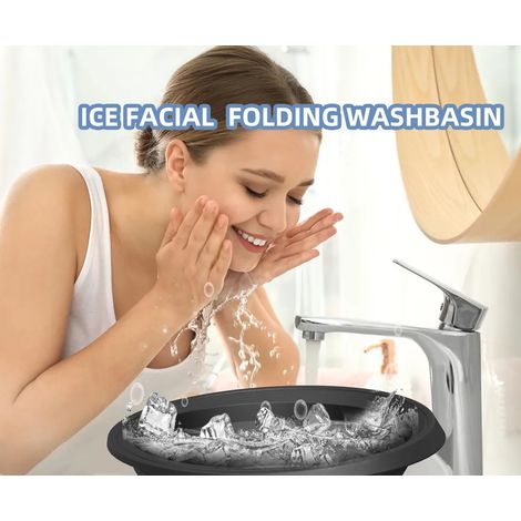 Lavabo pliable INF, idéal pour les voyages ou la maison, noir (1/5)