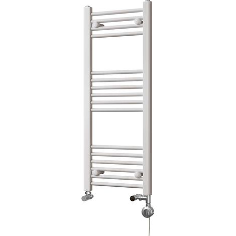 Zennor - White Dual Fuel Towel Rail H1000mm x W400mm Thermostatic - Straight (1/3)