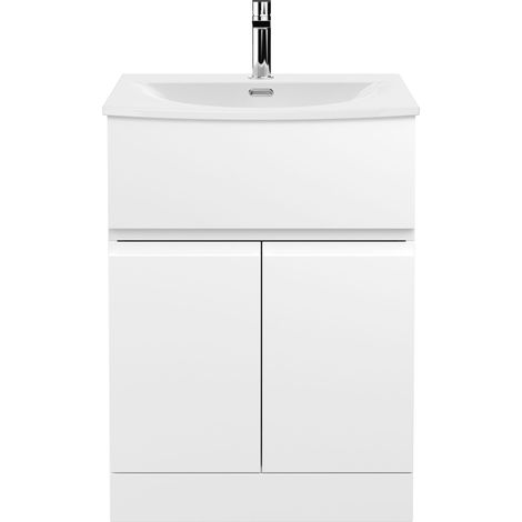 Hudson Reed Urban Floor Standing Vanity Unit with Basin 4 Satin white - 600mm Wide (1/5)