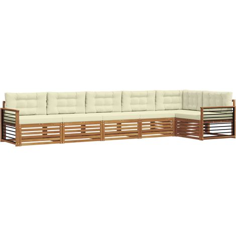Outdoor-Sofagarnitur mit Kissen 6 pcs Natur und Creme vidaXL