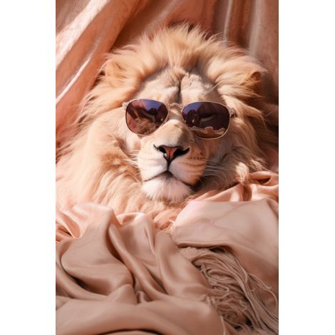 Tableau sur toile Lion chic avec lunettes 30x45 cm - Impression sur Toile Murale Décorative - Image imprimée en HD sur Toile - Toile sur Châssis en Bois FSC - Fabriqué en France (1/5)
