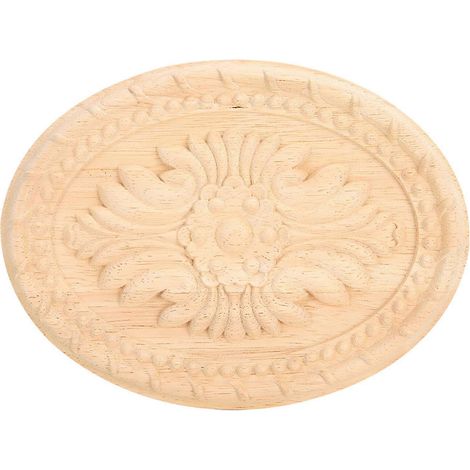 Ovale Wandleuchte aus geschnitztem Holz, unbemaltes Zierdekor, Wand- und Möbeldekoration, handgefertigtes Tischlerstück (1/5)