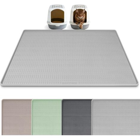 Silicone Cat Litter Mat Extra Large Anti Splash Mat for Cats and Pets Soft Texture Waterproof Non-Slip Keep Floor Clean (Light Grey, 119x35cm) (1/5)