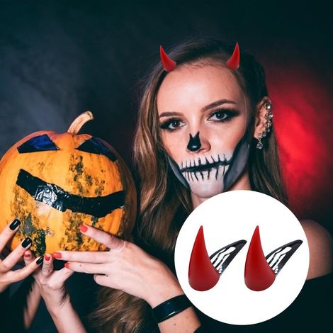 1 paire de pinces à cheveux d'Halloween, motif corne de bœuf, accessoires pour cheveux d'Halloween pour enfants et adultes, déguisement cosplay. (1/5)