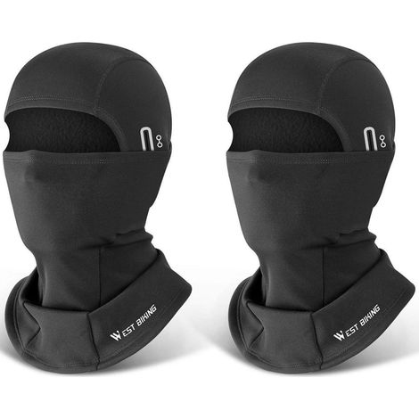 Masque intégral moto vélo hiver chaud coupe-vent respirant avec trous lunettes noir (1/5)