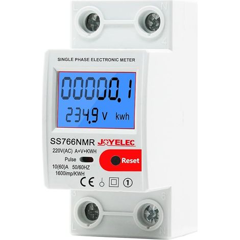 Compteur Électrique Monophasé, Fonction de réinitialisation,Consommation avec Écran LCD,10(60) A 230V affichage de la consommation d'énergie (1/5)