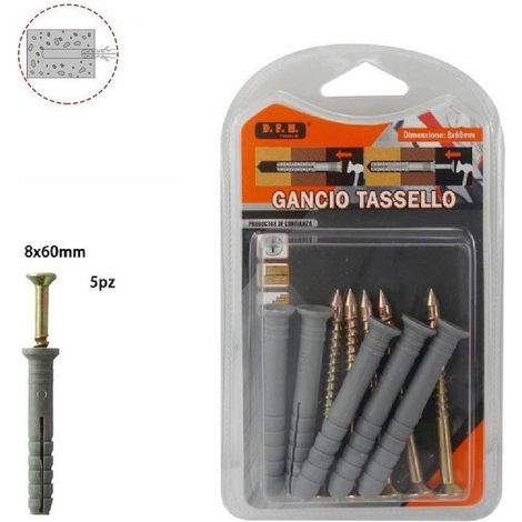Trade Shop - 5er-Set Fisher-Dübel, Schrauben, Nägel, Haken, Dübel, Größe 8 x 60 mm, 69053 -