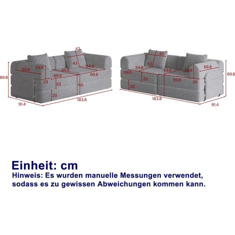 Canapé-lit transformable 2-en-1 en Polyester breveté avec compartiment de rangement et cadre métallique solide (1/4)
