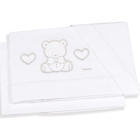 Italbaby Set Lenzuola Culla 3 Pezzi Flanella Cotone 100% Tinta Unita Bianco