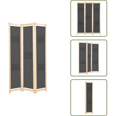 3-teiliger Raumteiler Grau 120 x 170 x 4 cm Stoff - Raumteiler - Sichtschutz - Wohnzimmerdeko - Wohnzimmereinrichtung - Trennwand (1/5)