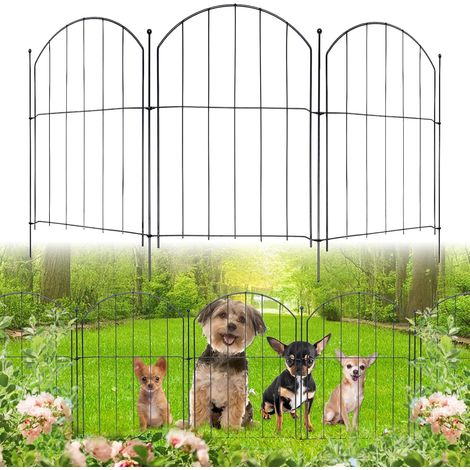 Lot de 10 panneaux de clôture de jardin décoratifs de 40,6 cm x 3 m, en métal antirouille sans creusement, clôture pour chiens et lapins, clôture pour parterres de fleurs, cour, terrasse (1/5)