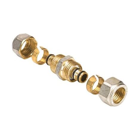 Henco – Manchon multicouche à compression égal droit Ø16x2,0 – Laiton pour eau potable et chauffage – Raccord de robinetterie