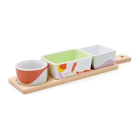 Set para servir Quid Kaleido Multicolor Madera 32 x 8 x 4,6 cm 4 Piezas