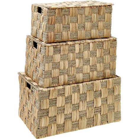 Lot de 3 Malles en Jacinthe "Nadi" 58cm Marron (1/4)