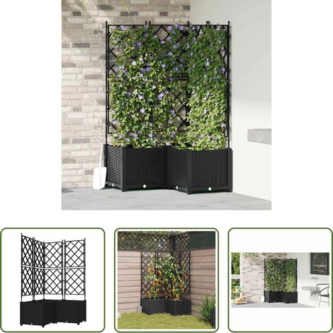 Pot de jardin - Cache-pot de jardin 3 pcs Noir 80 x 80 x 143 cm Acier (1/5)