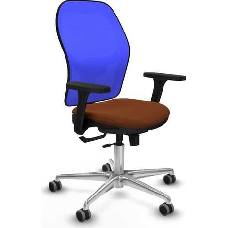 Sedia da ufficio piqueras y crespo Jorquera pelle sintetica marrone rete blu (1/2)