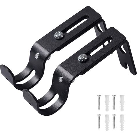 Lot de 4 supports de tringle à rideaux en métal, supports de suspension réglables en métal noir pour la maison et le bureau (1/5)