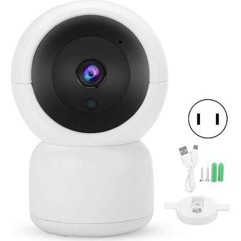 Caméra de sécurité dôme 1080P WiFi, suivi automatique, rotation panoramique/inclinaison, carte mémoire 64G, interface RJ45 Ethernet, 100-240V (prise US) (1/5)