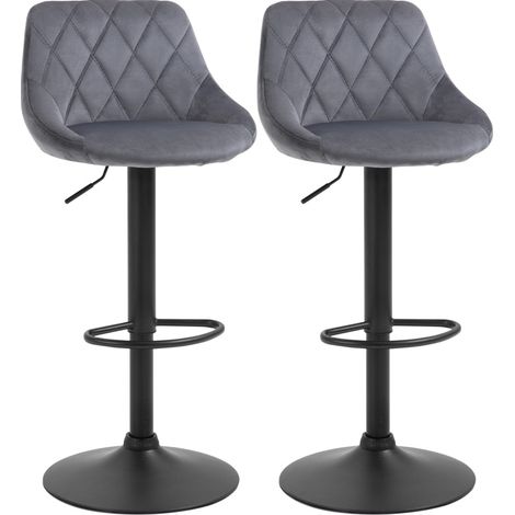 Set di 2 sgabelli da bar regolabili e girevoli a 360° con schienale, grigio scuro (1/5)
