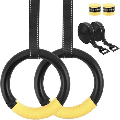 Set mit 2 ABS-Turnringen für drinnen und draußen mit 3 m langen, verstellbaren Gurten, sicherheitszertifiziert bis 454 kg, für Krafttraining, Calisthenics und Kinder (1/5)