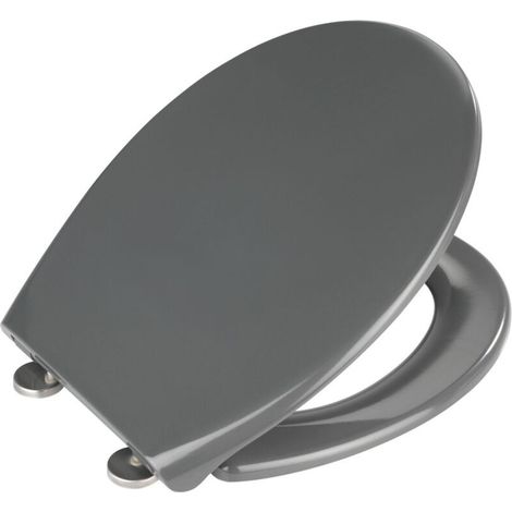 Wenko – Abattant WC Samos gris Duroplast antibactérien – Fixation Fix-Clip inox – Fermeture silencieuse Easy Close – 22165100 (1/5)