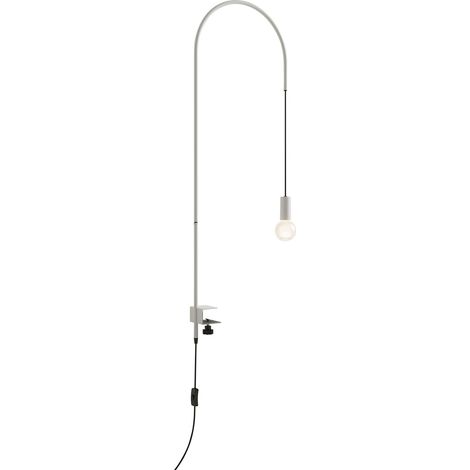 Zafferano - Lampada da Tavolo Filo con morsetto, Orientabile 200°, H152 cm, Metallo Verniciato Lampadina E27 max 60W inclusa - Bianca (1/2)
