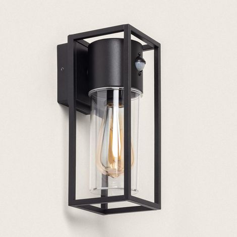 Aplique de Pared Exterior Aluminio con Detector de Movimiento Siawja Negro