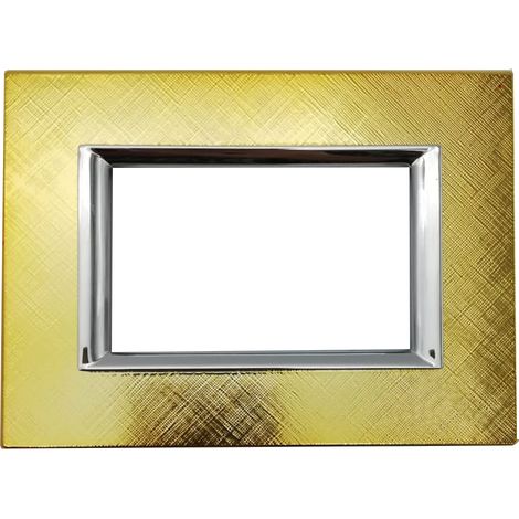 Placchetta placca oro luicido compatibile matix 3 posti copripresa C4803SGLD (1/3)
