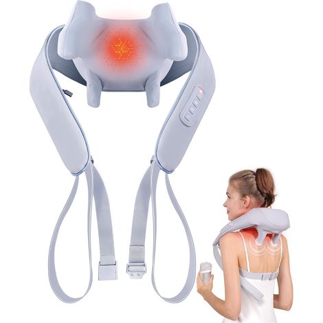 Electric Shiatsu Back and Neck Massager,  Cordless Shoulder Massager with Heat,  3D Deep Tissue Massage Pillow for Body Muscle Pain Relief (1/5)