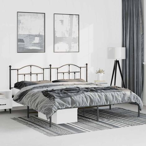 Estructura cama sin colchón con cabecero metal negro 183x213 cm vidaXL (1/5)