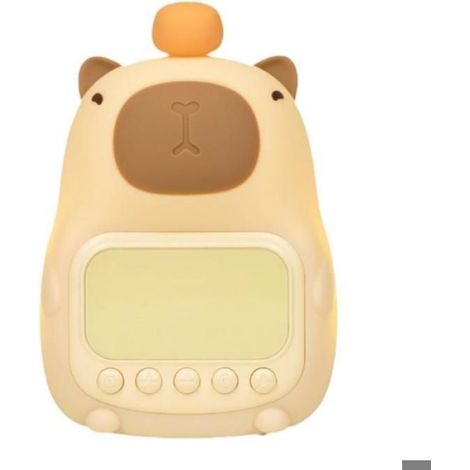 Veilleuse Capybara - Horloge Numérique Intégrée - Lumière Chaude Réglable - Autonomie 300 H - Rechargeable USB - Pour Chambre Enfant ou Adulte - 1 Pièce (1/5)