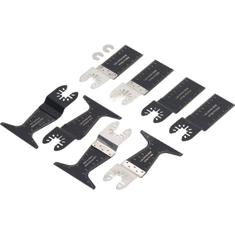 Kit de 10 lames de scie oscillantes universelles à dégagement rapide pour la coupe du bois, du métal et du plastique (34 mm et 68 mm). (1/5)