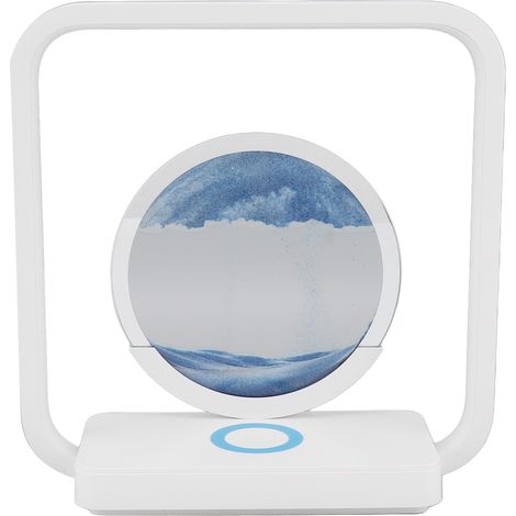 Lampe décorative effet sable mouvant avec chargeur de téléphone sans fil, alimentation USB, sablier 3D à mouvement liquide, lampe de bureau tactile à intensité variable en continu, bleue (1/5)