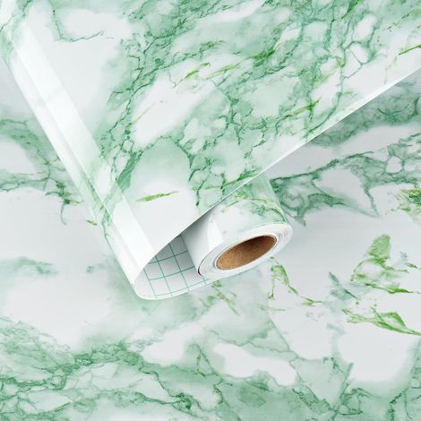 Papel pintado vinílico autoadhesivo con estampado de mármol verde – adhesivo vinílico impermeable para muebles de cocina, paredes y encimeras – adhesivo vinílico para baño (40 x 200 cm) (1/5)